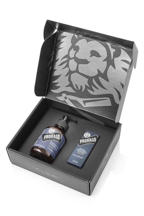 Proraso Beard Care Kit for Men, Beard Wash & Oil with Azure Lime to Tame, Cleanse & Detangle Full, Thick and Coarse Beards, Azure Lime