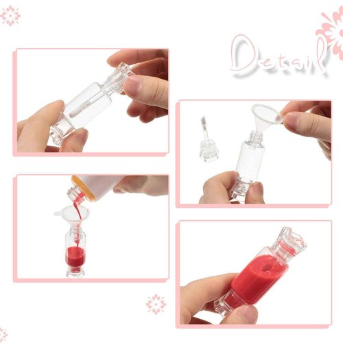 20 Pieces Empty Lip Gloss Tubes with Wand 9 ml Mini Clear Candy Shape Lip Balm Tube Containers and 2 Pieces Funnel for DIY Cosmetics Women (Pack of 2)