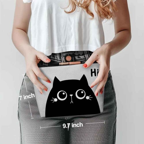 Cute Cat Mom Gifts, Cat Makeup Bag, Funny Cosmetic Bag Cat Gifts for Women, Cat Lover Gifts for Women Sister Girls Best Friend Birthday Christmas Halloween Friendship Travel Toiletry Bag, Grey