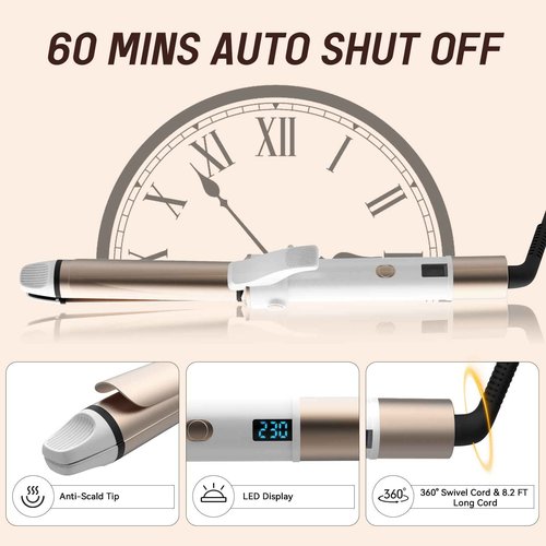 CONCARE Curling Iron, 2 in 1-Straightening & Curler, 1 Inch Dual Voltage Travel Hair Straightener with Negative Ions, Fast Heating (Gold)