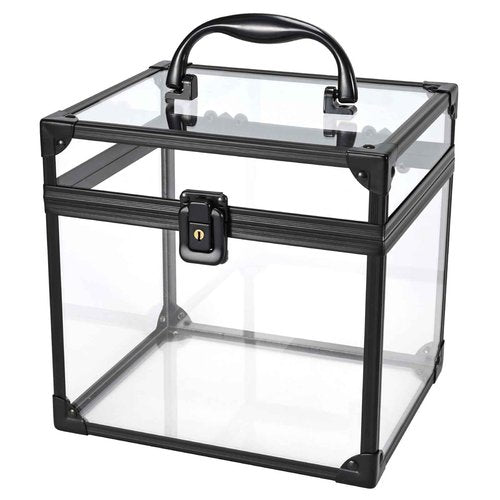 FRENESSA Portable Makeup Case Clear Crown Box Cosmetics Display Case Toiletry Organizer Box Transparent Acrylic Artists Train Case Travel Makeup Tools Storage for Vanity Bathroom Counter Dresser Case