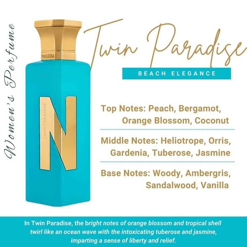 NASEEM Twin Paradise Women Perfume - Fresh Arabian Perfume - Long Lasting Eau de Parfum for Women 2.5 Fl Oz