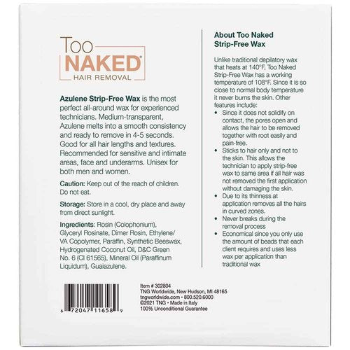 TOO NAKED HAIR REMOVAL Azulene Strip-Free Wax, Medium Transparency, Salon Wax, 28.8 oz