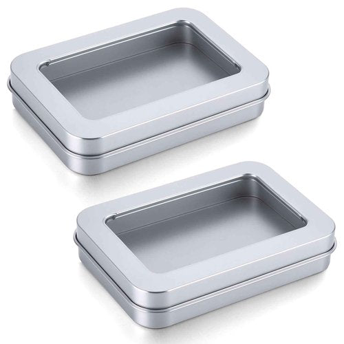 Zyghjort Travel Floss Picks Case, 2 Pcs 3.4 × 2.3 Inch Portable Cotton Swab Holder Small Cotton Ball Case Metal Storage Box with Lid for Bathroom Desktop Organizing Cosmetic Hair Ties Small Items
