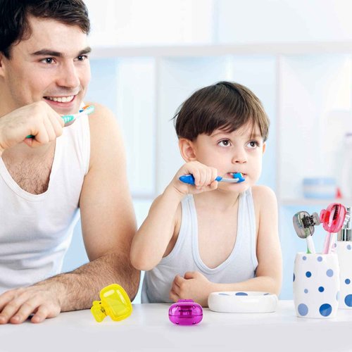 Eaezerav 4 Pack Toothbrush Covers Caps, Tooth Brush Protector Toothbrush Coverings Clips Portable Plastic Tooth Brush Head Case for Travel, Business, Camping, School, Home