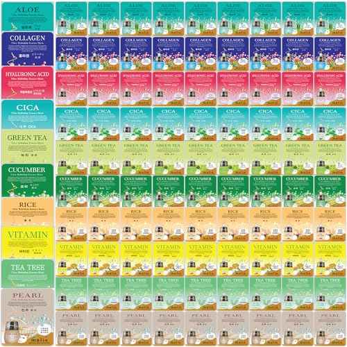 100 pcs Vegan Combo, Ultra Hydrating Essence Mask, Korean Facial Mask Sheet (10 x 10 Types), Made in Korea