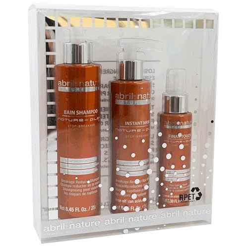 abril et nature - Professional Repair Hair Care Set - Nature Plex, STOP Breakage - Shampoo, Mask, and Serum Pack for Very Treated or Damaged Hair - Prevents, Protects, and Repairs - 550 ml