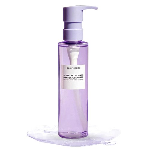 Glow Recipe Blueberry Bounce Exfoliating Face Wash - Foaming Facial Cleanser, Makeup Remover & Clarifying Mask - Hydrating Hyaluronic Acid & Gentle AHA for Sensitive Skin - Korean Skincare, 160ml