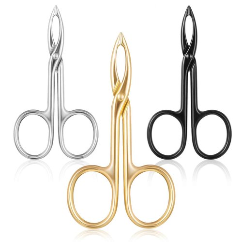 3Pcs Precision Scissor Tweezers, Eyebrow Tweezers with Scissor Handles, Pinzas Para Cejas for Women Facial Hair and Eyebrow Care(Gold, Silver, Black)