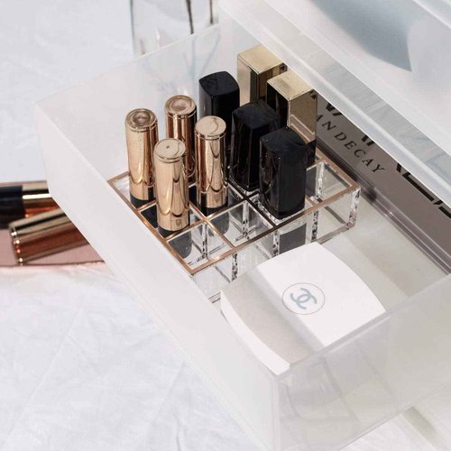 Moosy Life Moonlight Rose Gold Acrylic Lipstick Holders and Organizers, 12 Slots, ML04