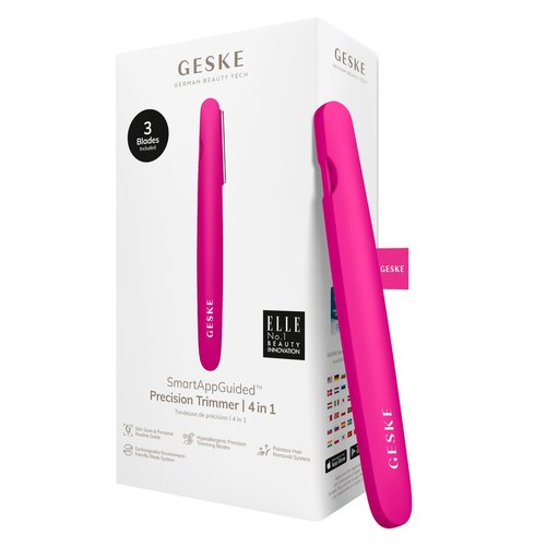GESKE Precision Trimmer | 4 in 1 | Painless, Hygienic Hair Remover | Precise Hair Trimmer Tool | Face & Body | Men & Women | Grooming Device | Hypoallergenic, Easy-to-exchange Blades | All Skin Types