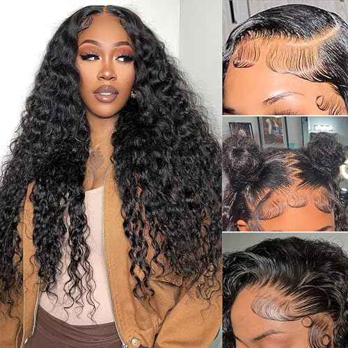 30 Inch 13x6 Deep Wave Lace Front Wigs Human Hair Wet And Wavy HD Lace Front Wigs Human Hair 200 Density Pre Pulcked Glueless Wig for Women Natural Color