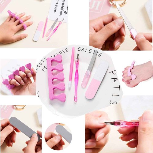 108PC Spa Party Favors Supplies for Girls, Multiple Spa Birthday Prize Item- Spa Pedicure Slipper Tote Bag Mini Emery Board Toe Separator Body Flower Mixed Nail Decal Set, Perfect Gift for Spa Day