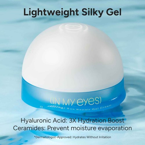 Eye Repair Gel Cream - Under Eye Cream with Caffeine & Lutein, Anti-Wrinkle and Firming, Treatment to Reduce Dark Circles, Fine Lines & Puffiness, 0.5 oz.