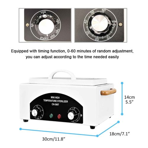 GoLashFun 1.5L Autoclave Sterilizers,High Temperature Nail Tool Sterilizer Metal Tool Cleaning Box,Sanitizing Box for Nail Tools with Timer Dry Heat Sterilizer Cabinet Equipment