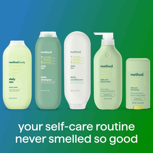 Method Everyday Shampoo, Daily Zen with Cucumber, Green Tea, and Seaweed Scent Notes, Paraben and Sulfate Free, 14 oz (Pack of 3)