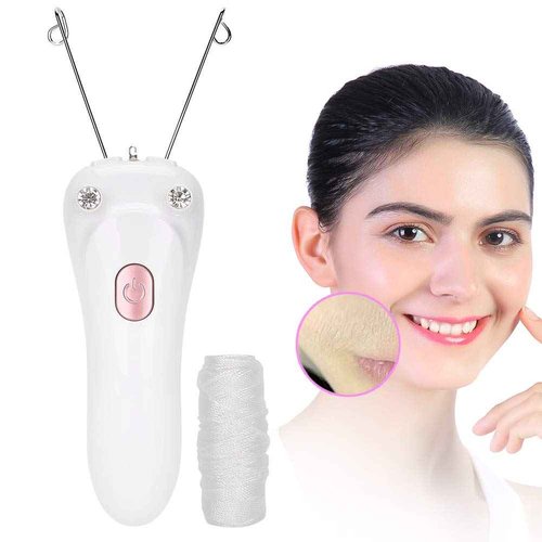 Threading Hair Removal, Hair Removal Device, Electric Threading Epilator USB Hair Remover for & Body Hair Removal with Cotton Thread Roll (Pinks)