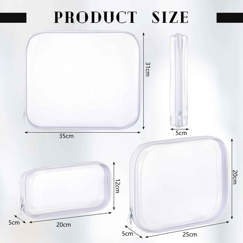 Hoolerry 6 Pcs Hard Clear Zipper Case Transparent Zipper Hard Pouch for Snacks Makeup Bag Plastic Cosmetic Bag Portable Travel Organizer for Makeup Storage(White,Big,Medium,Small)