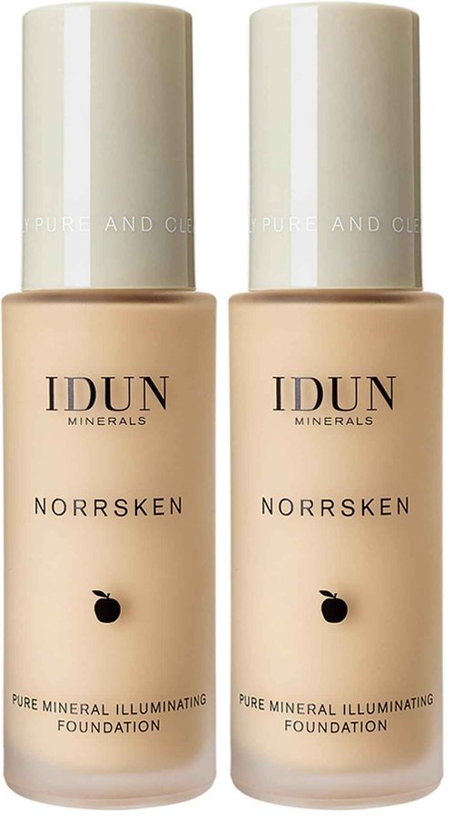 IDUN Minerals Liquid Norrsken Foundation - Silky Smooth Coverage - Luminous, Dewy Finish for Dry and Dull Skin - Water Resistant and Vegan Makeup - 206 Freja - Warm Light - 1.01 oz (Pack of 2)