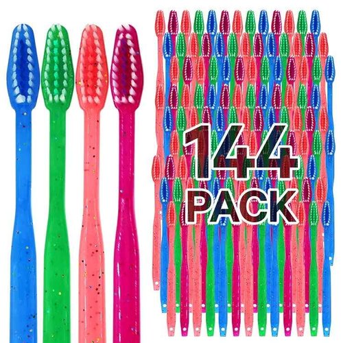 Bottles N Bags MEGA Pack Kids Disposable Toothbrushes with Paste | Children's Bubblegum Pre-Pasted & Individually Wrapped Toothbrush Bundle | Perfect for School, Camp, Summer Vacation, (144 Pack)