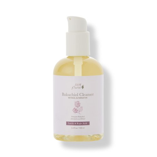 100% PURE Bakuchiol Face Cleanser Plant-Based Retinol Alternative Anti Aging Face Wash Gentle Kojic Acid & Licorice Daily Skincare Boost - Fresh Foam Facial Cleansing for Women & Men - 3.4 fl oz