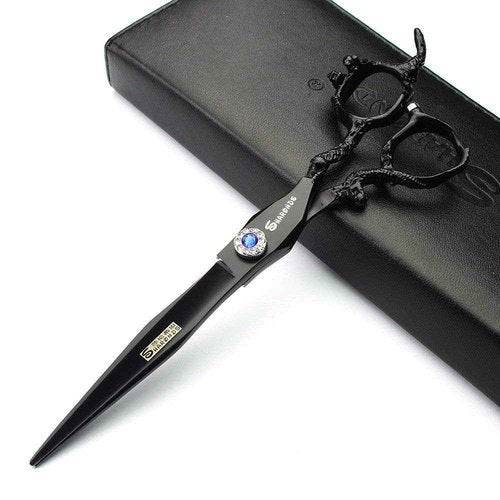 7 Inch sharonds Personalized Hair Scissors 19cm Cool Black Salon Hair Styling Barber Scissors Stainless Steel Barber Tools