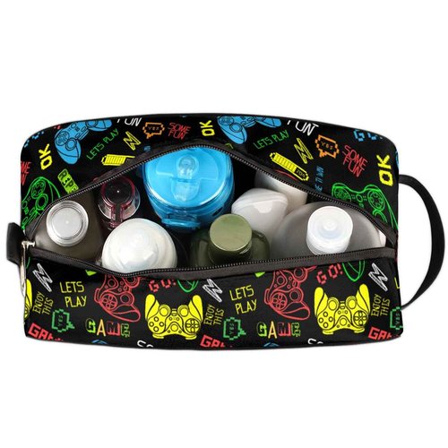 Bardic Travel Toiletry Bag for Boys, Video Games Waterproof Hanging Dopp Kit for Men, Shaving Bag with Large Capacity for Travel,Sports Shower
