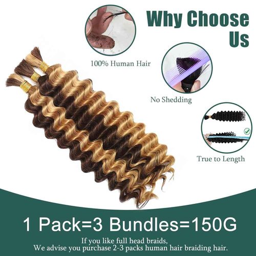 P427 Human Braiding Hair Deep Wave Bulk 12 inch Human Hair Weave 3 Bundles No Weft Brazilian Virgin Deep Curly Extensions