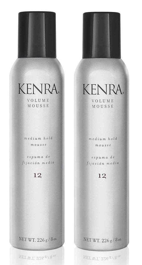 Kenra Volume Mousse 12 | Medium Hold Mousse | Non-Drying, Non-Flaking Lightweight Formulation |Styling Control Without Stiffness Or Stickiness | Tames Frizz & Conditions| All Hair Types| 8 oz (2-Pack)