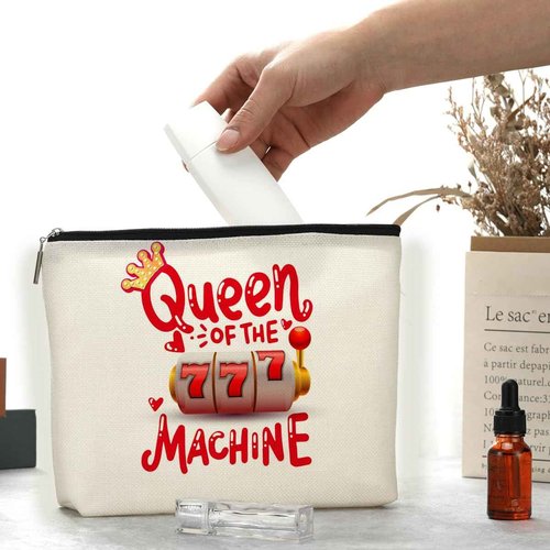 Casino Makeup Bag Cosmetic Bag Trip Toiletry Bag Slot Gambling Lucky Gift Birthday Christmas Graduation Gifts for Gambler Casino Lover Friend Daughter Cousin Queen Of The Machine