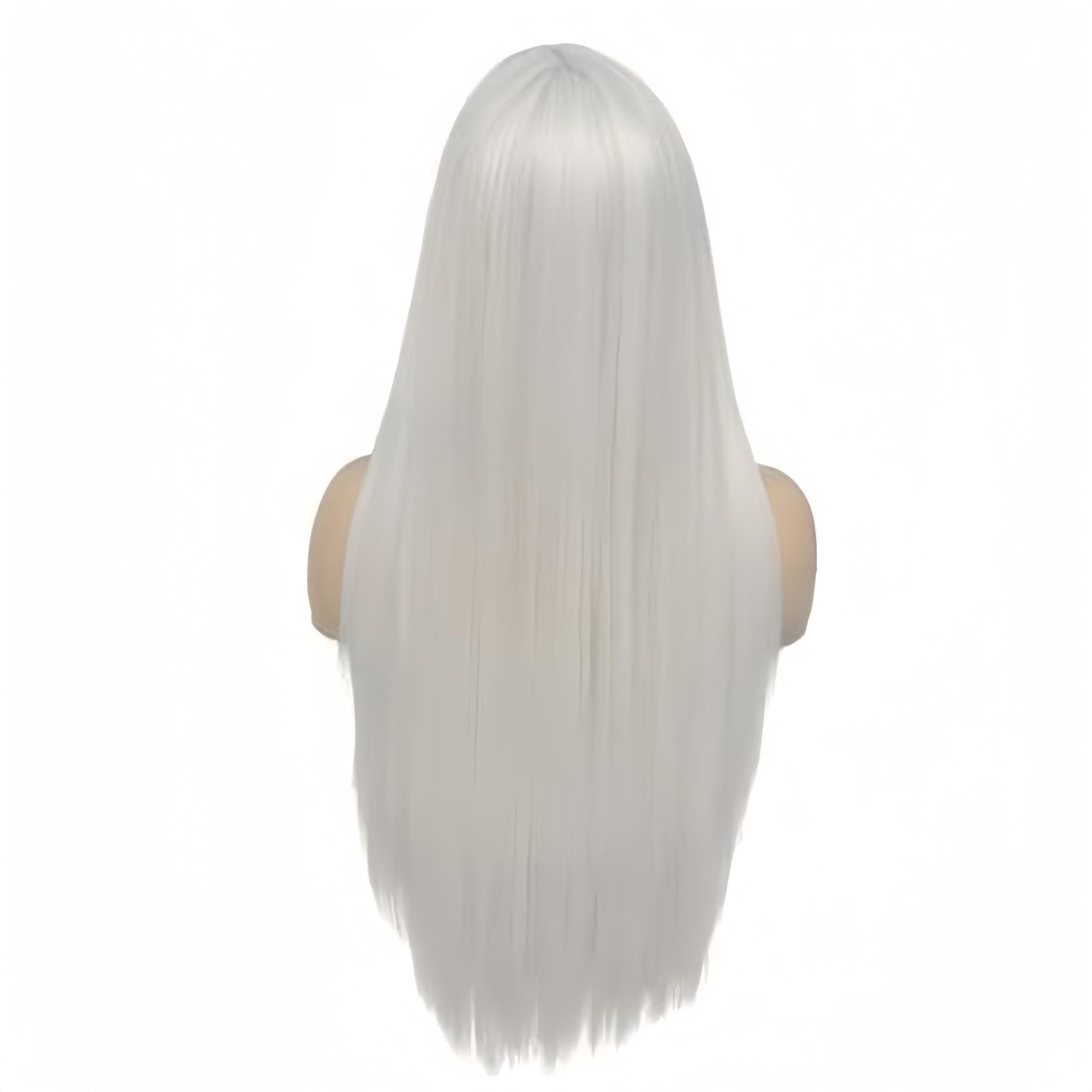 Siudus White Long Straight Wigs for Women with Bangs Natural Looking Synthetic Hair Wig for Halloween Cosplay Daily Use