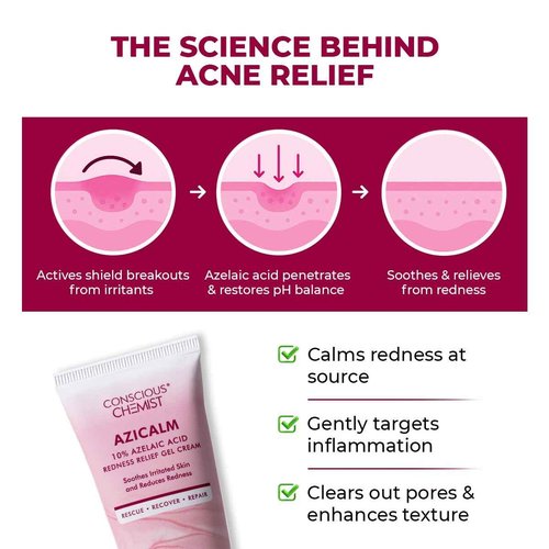 Conscious Chemist® 10% Azelaic Acid Cream 50g | Face Moisturizer for Acne-Prone Skin, Redness Relief & Irritation | For Men & Women | All Skin Types | Azicalm