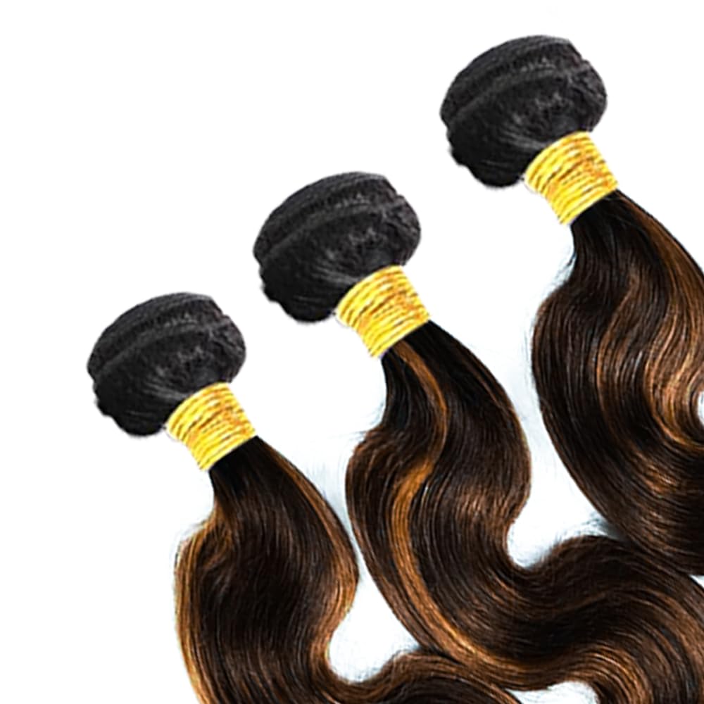 P1B30 Bundles Ombre Brown Body Wave Human Hair Bundles Highlight Body Wave Bundles Human Hair 3 Bundles 28 30 32 Inch Two Tone Black Mixed With Color 30 Bundles