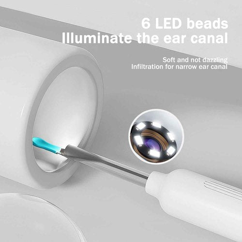 Ear Wax Removal, Ear Wax Removal Tool Camera with 1080P and 6 LED Lights, Ear Cleaner with 10 Replacement Tips, Earwax Removal Kit with Camera and 7 Pcs Ear Picks for Android/iOS