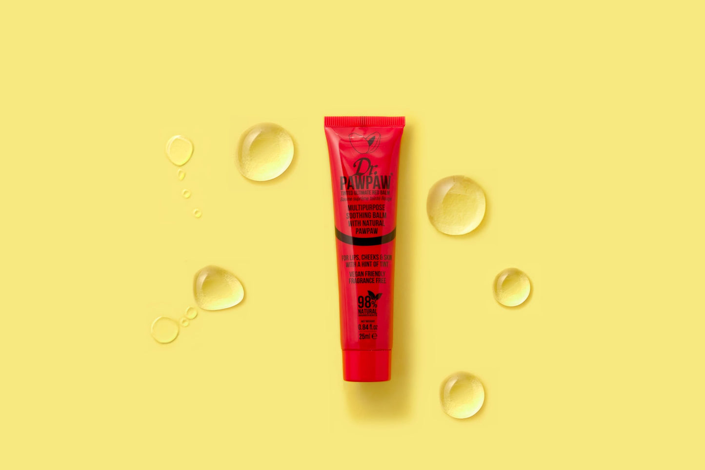 Dr.PAWPAW Tinted Ultimate Red Balm, Multi-Purpose Natural No Fragrance, for Hydrating Lips, Skin, Hair, Cuticles, Nails & Beauty Finishing (25 ml)