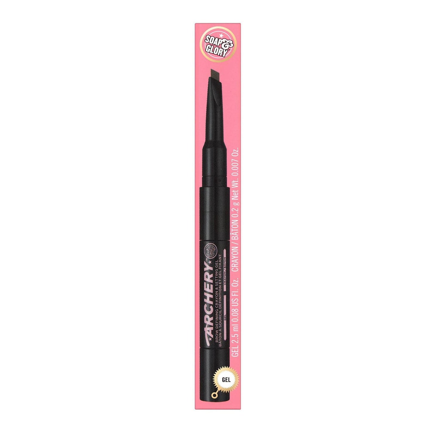 Soap & Glory Archery 2-In-1 Sculpting Eyebrow Crayon & Setting Gel, Dark Brown - Double Ended Eyebrow Liner with Brush + Eyebrow Pencil - Brow Gel for All Day Brow Sculpt (1 count)