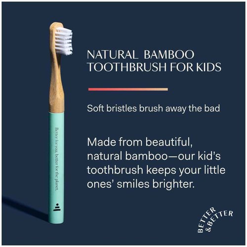 Better & Better Natural Bamboo Toothbrush for Kids | Extra Soft Bristle Toothbrush | 100% Plant-Based | Reusable Handle, Replaceable Brush Head | Eco-Friendly, Zero Plastic (Variety Pack of 3)