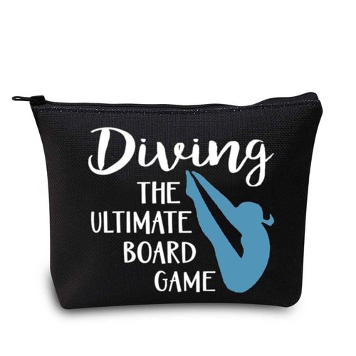 LEVLO Springboard Diving Cosmetic Bag Platform Gift - The Ultimate Board Game Makeup Zipper Pouch Bag (Black)