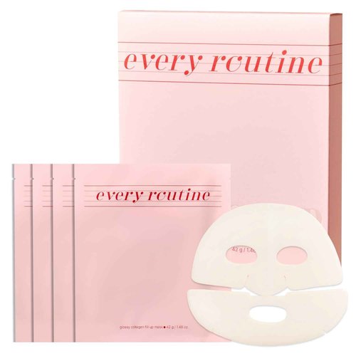 every routine Glossy Collagen Fill Up Mask, Hydrating Hydrogel Face Mask, Firming, Elasticity, Radiance, Anti-Aging Skincare, Korean Beauty, Self Care Gift for Women | 1.48oz (42g) x 4ea