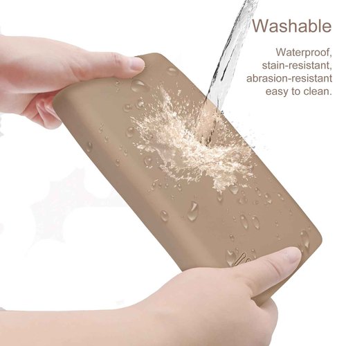 Jaasuee Zipper Makeup Brush Bag for Travel, Cosmetic Case for Women,Large Silicone Holder, Brush Pouch Case for Tools - Khaki