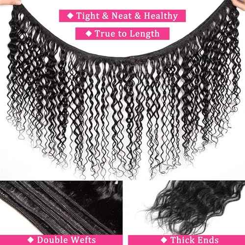 Water Wave Bundles Human Hair 24 24 24 Inch Deep Wave Human Hair Bundles Deep Curly Hair Natural Wet and Wavy Remy Virgin Hair Double Weft Hair Extensions