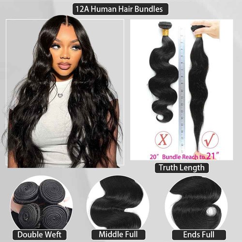 20 Inch Bundles Human Hair 12A Brazilian Body Wave Bundles Natural Black Body Wave Bundles Human Hair Extensions Full And Thick