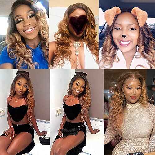 1b27 Ombre Body Wave Human Hair Bundles Two Tone Black and Honey Blonde Bundles Wet And Wavy 100g/Pcs 8A Grade Brazilian Honey Blonde for Black Women 14 16 18 Inch