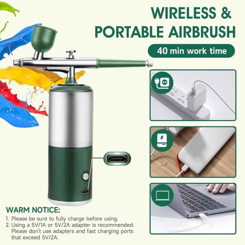 Oxygen Facial Machine,Facial Steamer Home Facial Spa with Rechargeable and Portable High Pressure,Oxygen Sprayer for Skin Rejuvenation,Green
