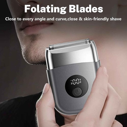 Electric Foil Shavers for Men, Mini Electric Razor for Face, IPX7 Waterproof Cordless Razor with Big LED Display & 3 Floating Blades, Wet Dry USB-C Fast Rechargeable for Travel & Home