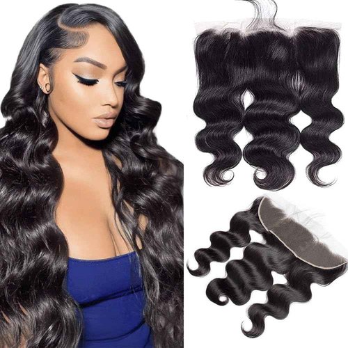 CHEEON 13x4 HD Lace Frontal 18 Inch Brazilian Body Wave Lace Frontal Closure Human Hair 100% Unprocessed Virgin Human Hair Frontals Pre Plucked with Baby Hair 150% Density Natural Black
