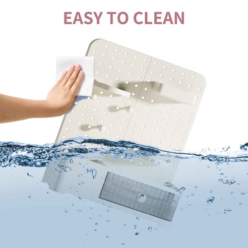 Weidace Makeup Organizer for Vanity, Aesthetic Cosmetic Storage Rack with Drawer and Pegboard Hooks, Adjustable Shelves Skincare Organizer for Bathroom Countertop, Cream White