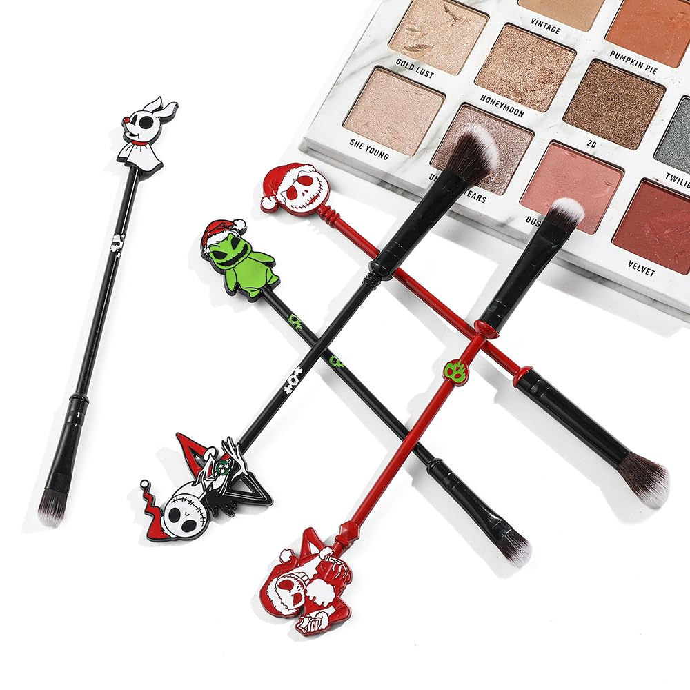 6pcs The Nightmare Before Christmas Makeup Brushes Corpse Bride Anime Makeup Brush Set Jack Skellington Eyeshadow Brushes Halloween Make Up Kit