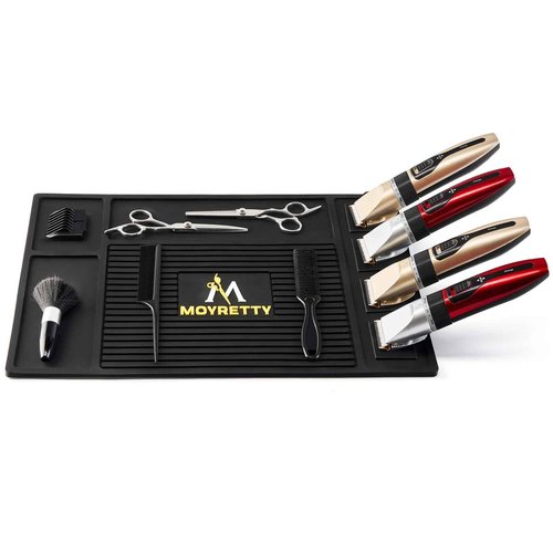 MoyRetty Magnetic Barber Organizer Mat for Clippers Barber Shop Salon Anti-Slip Silicone Pad Rubber Heat-Resistant, for Heavy Clippers and Trimmers (Style 2)