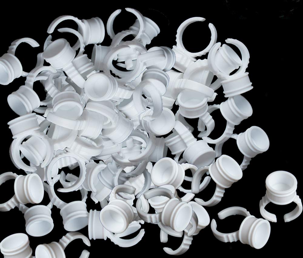 Pigment Rings - 100PCS Tattoo Rings Cups Disposable Makeup Rings Tattoo Glue Holder,Tattoo Ink Ring Adhesive Makeup Glue Rings Palette Plastic Nail Art Eyelash Extension Rings (Medium 100pcs)